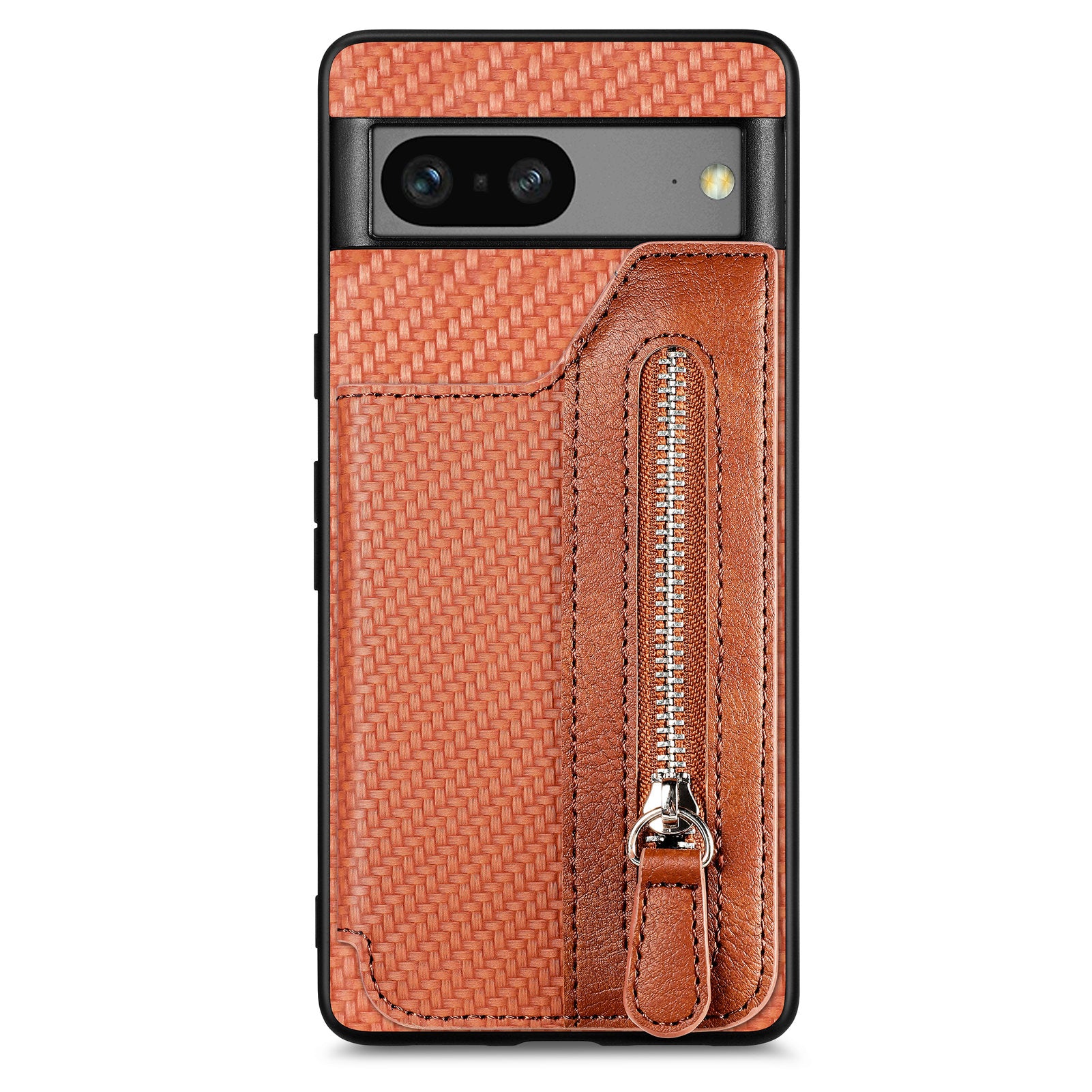 C1-04 For Google Pixel 7a Case Zipper Kickstand Leather Carbon Fiber Texture Back Cover C1-04 For Google Pixel 7a Case Zipper Kickstand Leather Carbon Fiber Texture Back Cover